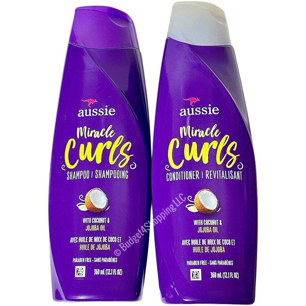 Aussie Miracle Curls Shampoo & Conditioner Set 12.1 oz Coconut Jojoba Oil